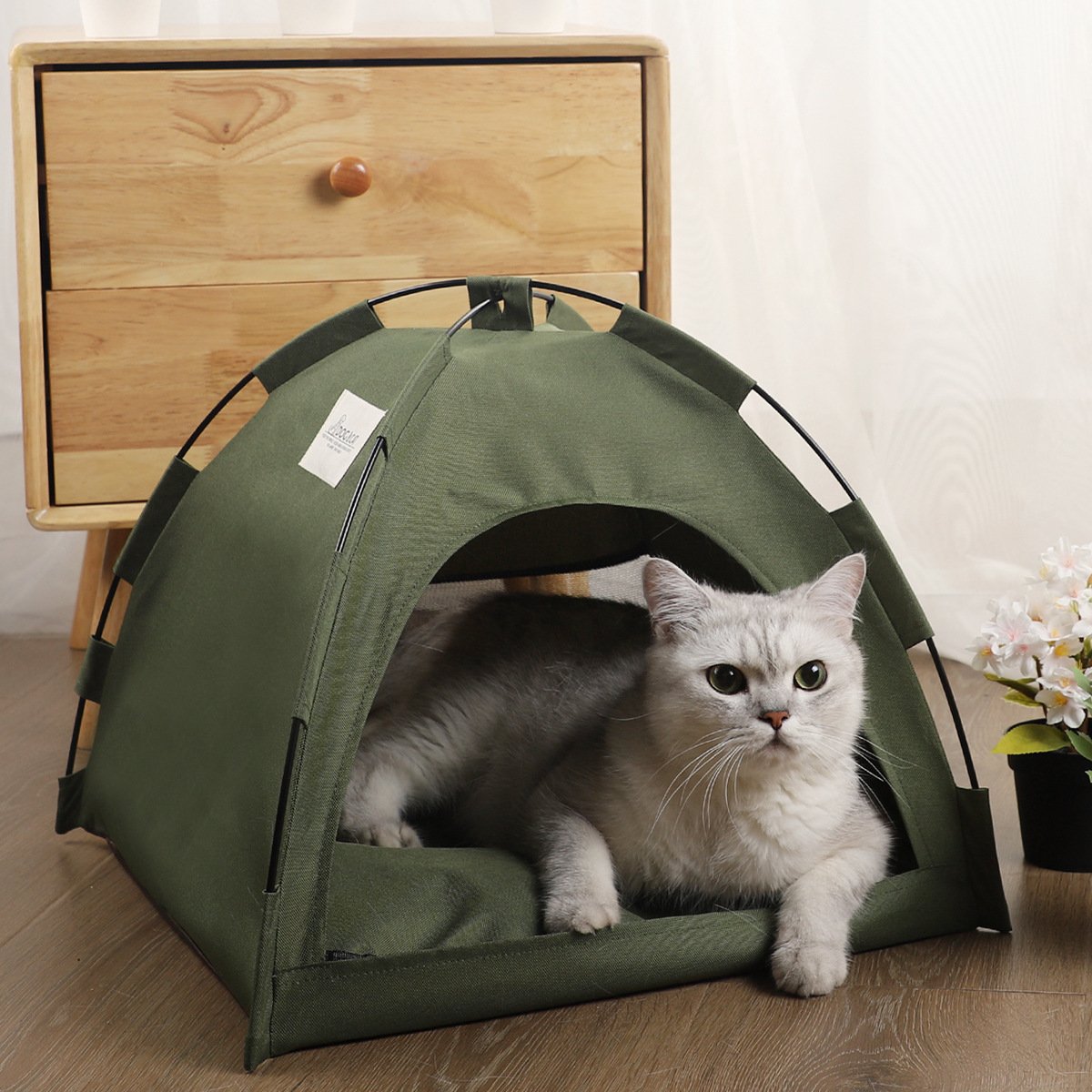 2eeaecb0-b4b8-4a2c-a1e4-7bd6977094be.jpg Cat Tent Cooling Mat Dog House Pet Sofa Camping Dog Bed With Cushion For Dog Kennel Indoor Cat Nest Cat Bed Pets Products - Image 1