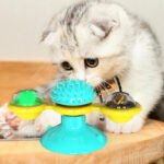 Interactive Rotating Cat Windmill Toy with Suction Base & Treat Bins - Image 6