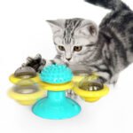 Interactive Rotating Cat Windmill Toy with Suction Base & Treat Bins - Image 2