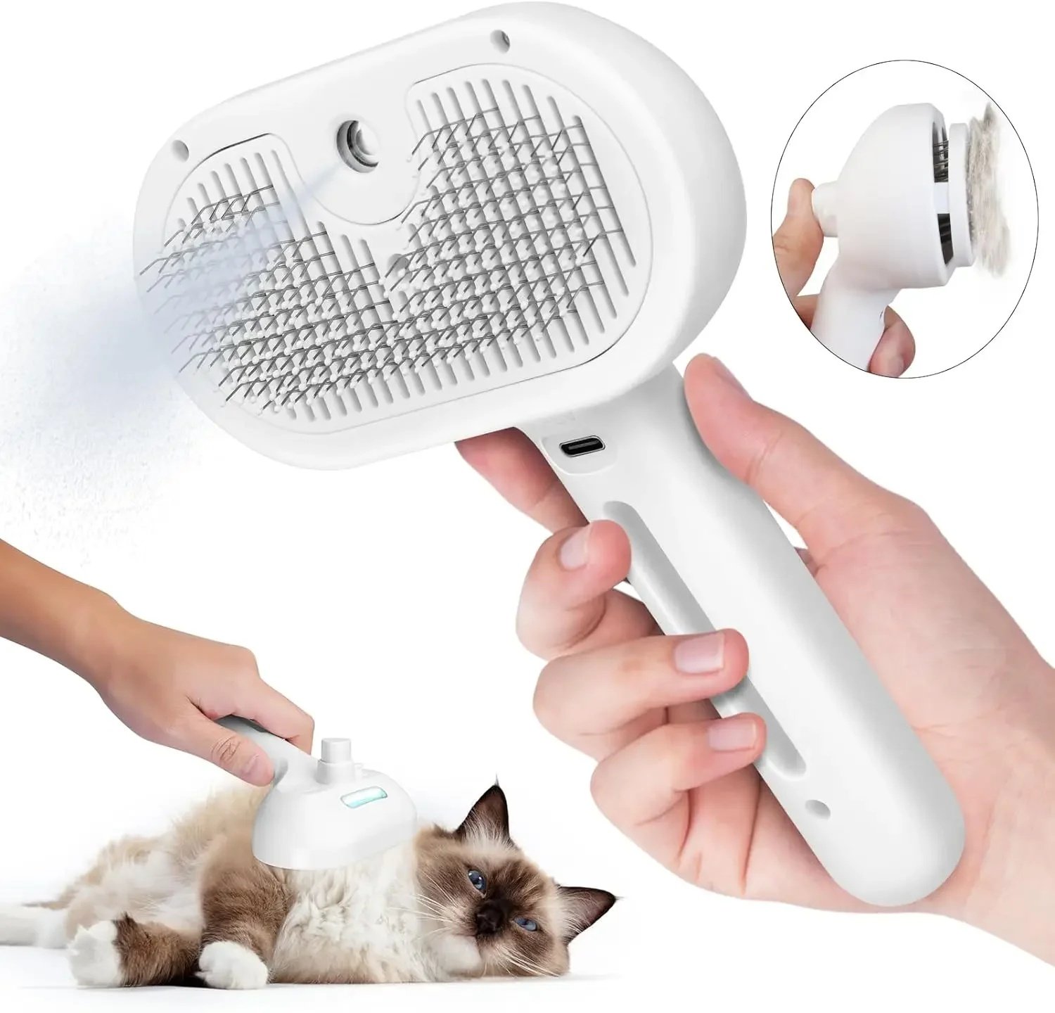 780e669a-f6e2-47a6-b655-5cc3ce351ea9.jpg 2-in-1 Pet Self-Cleaning Grooming Brush with Spray Mist - Image 1