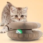 Interactive Cat Scratcher Bowl with Rolling Ball – Corrugated Cardboard Toy