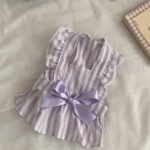Cute Princess Dog Dress with Bow – Soft Striped Pet Outfit - Image 6